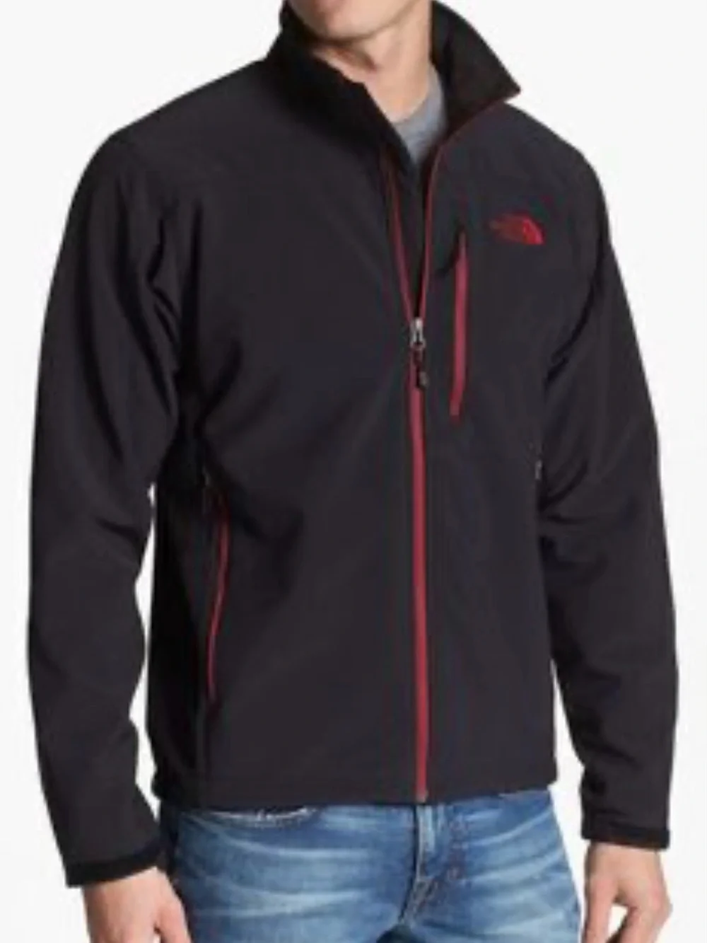 The North Face Men's Black Jacket with Red Accents